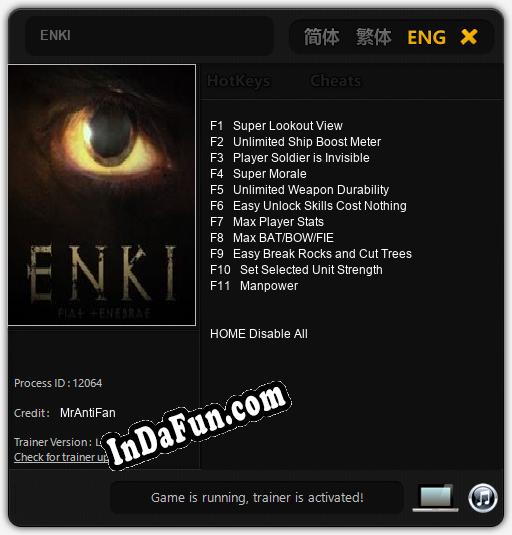 ENKI: TRAINER AND CHEATS (V1.0.89)