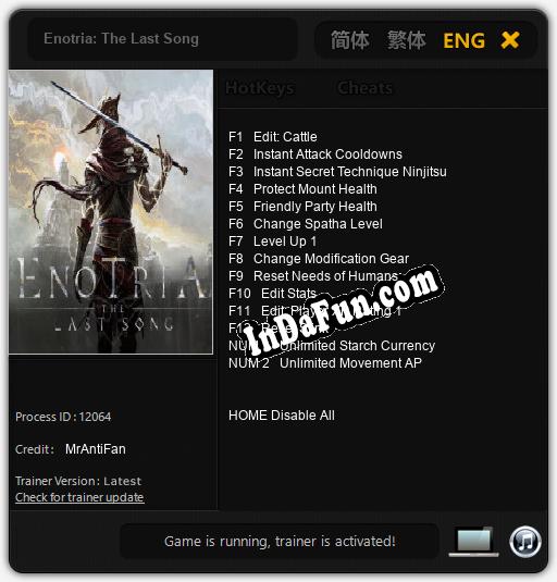 Enotria: The Last Song: TRAINER AND CHEATS (V1.0.25)