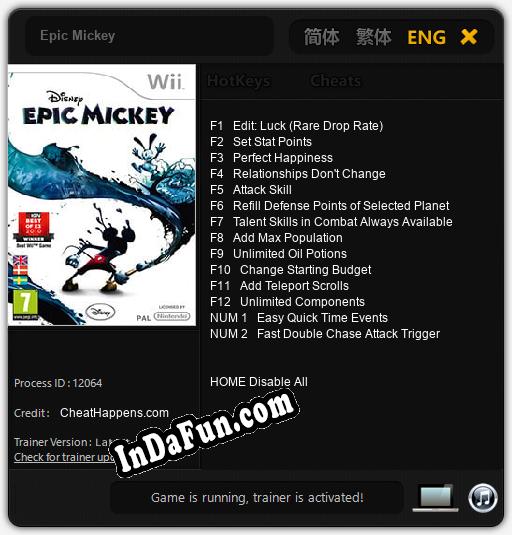 Epic Mickey: Trainer +14 [v1.3]