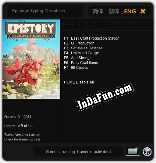 Epistory: Typing Chronicles: TRAINER AND CHEATS (V1.0.57)