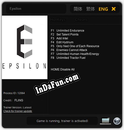 Epsilon: TRAINER AND CHEATS (V1.0.59)