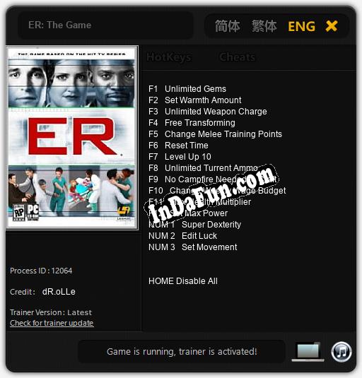 ER: The Game: Cheats, Trainer +15 [dR.oLLe]