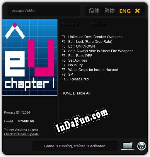 escapeVektor: TRAINER AND CHEATS (V1.0.19)