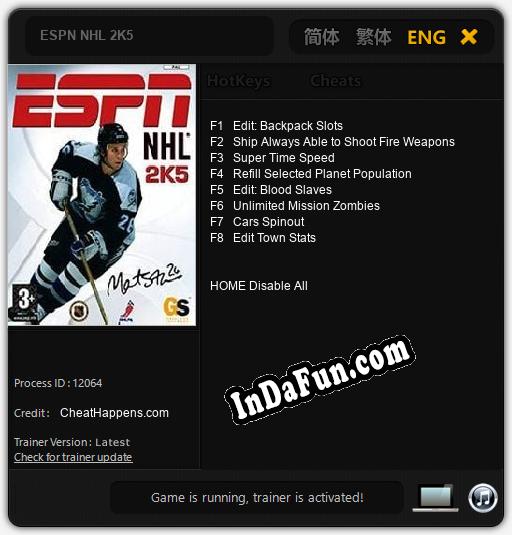 ESPN NHL 2K5: Trainer +8 [v1.2]