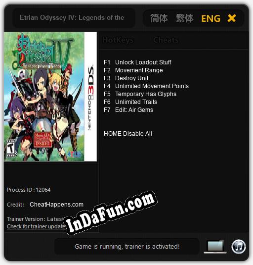 Trainer for Etrian Odyssey IV: Legends of the Titan [v1.0.2]