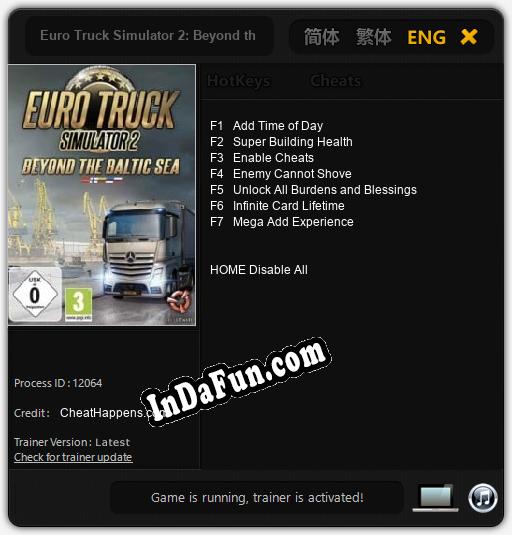 Euro Truck Simulator 2: Beyond the Baltic Sea: Trainer +7 [v1.4]