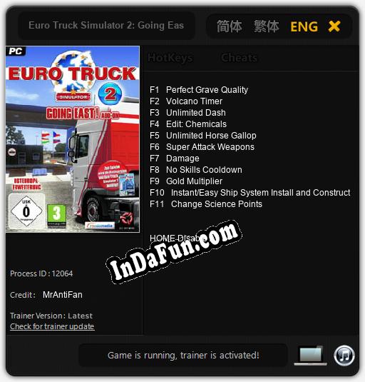 Euro Truck Simulator 2: Going East!: TRAINER AND CHEATS (V1.0.12)