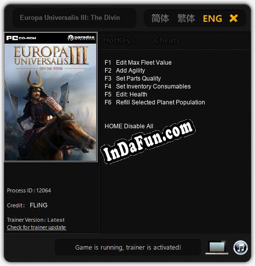 Trainer for Europa Universalis III: The Divine Wind [v1.0.4]