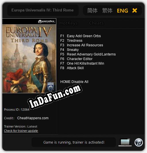 Trainer for Europa Universalis IV: Third Rome [v1.0.6]