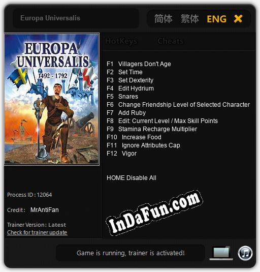 Europa Universalis: Trainer +12 [v1.9]