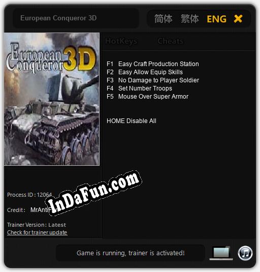 European Conqueror 3D: Trainer +5 [v1.6]