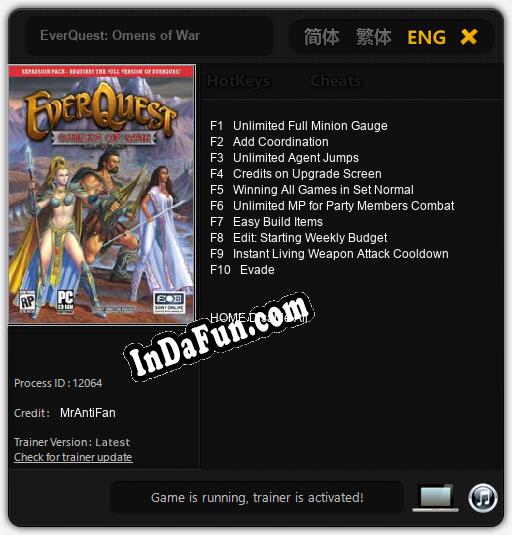 EverQuest: Omens of War: TRAINER AND CHEATS (V1.0.82)