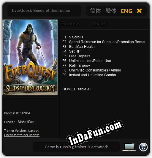 EverQuest: Seeds of Destruction: TRAINER AND CHEATS (V1.0.74)