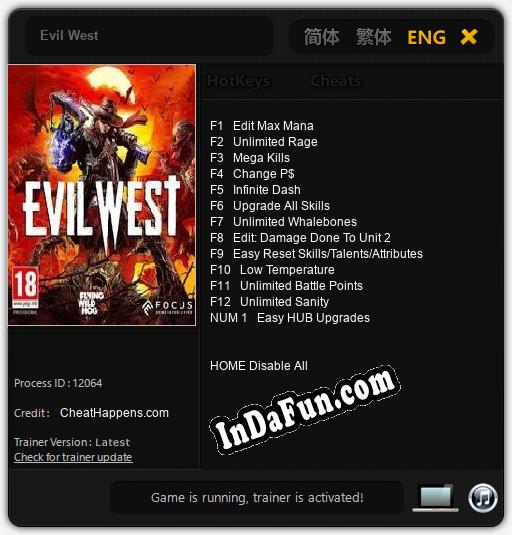 Trainer for Evil West [v1.0.1]