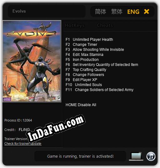 Evolva: TRAINER AND CHEATS (V1.0.75)