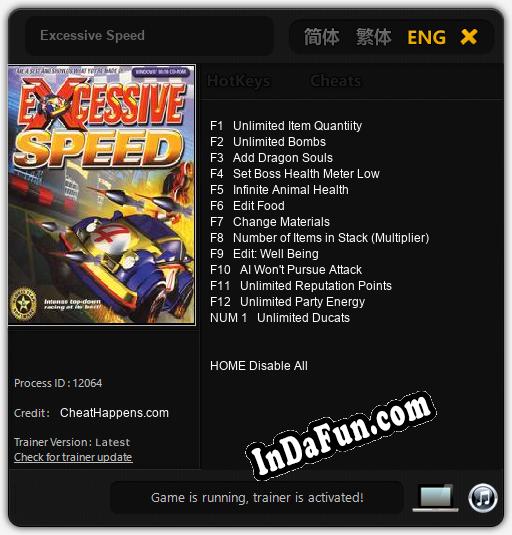 Excessive Speed: TRAINER AND CHEATS (V1.0.23)