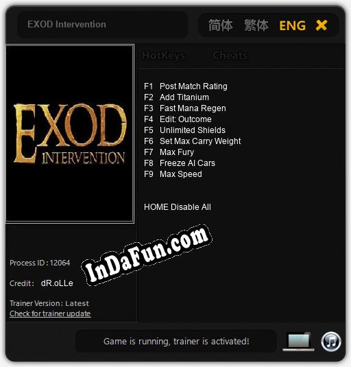 EXOD Intervention: Cheats, Trainer +9 [dR.oLLe]