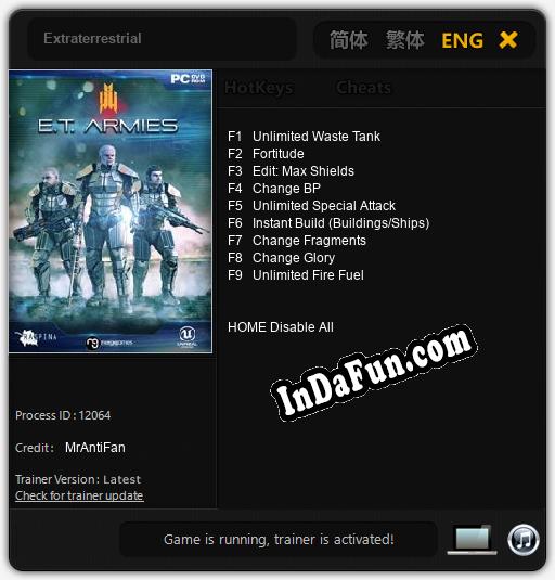 Extraterrestrial: Cheats, Trainer +9 [MrAntiFan]