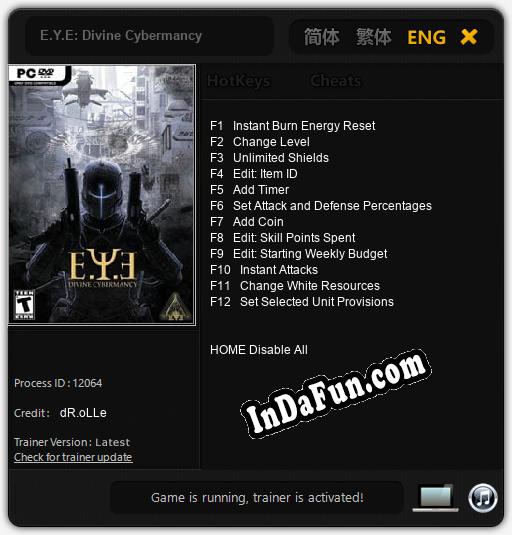 E.Y.E: Divine Cybermancy: Cheats, Trainer +12 [dR.oLLe]