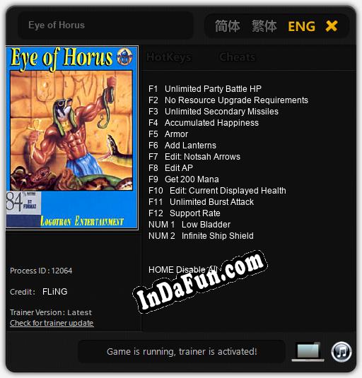 Eye of Horus: TRAINER AND CHEATS (V1.0.13)