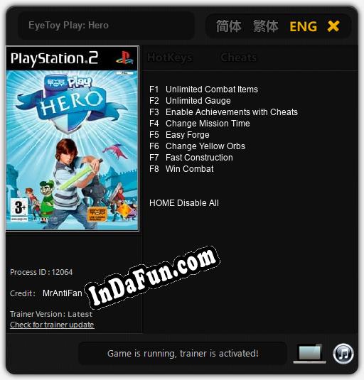 Trainer for EyeToy Play: Hero [v1.0.3]