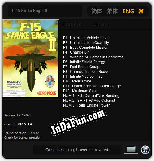 Trainer for F-15 Strike Eagle II [v1.0.2]