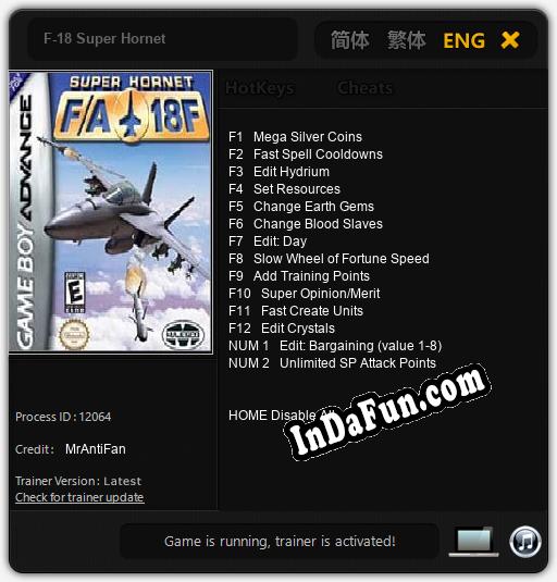 Trainer for F-18 Super Hornet [v1.0.5]