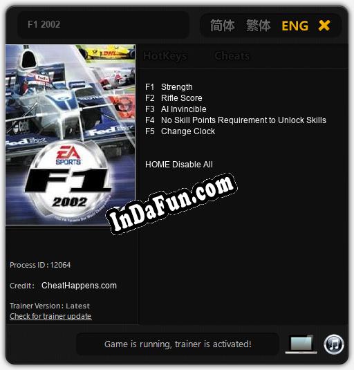 Trainer for F1 2002 [v1.0.9]