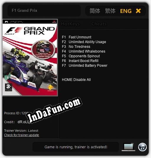 F1 Grand Prix: Trainer +7 [v1.1]