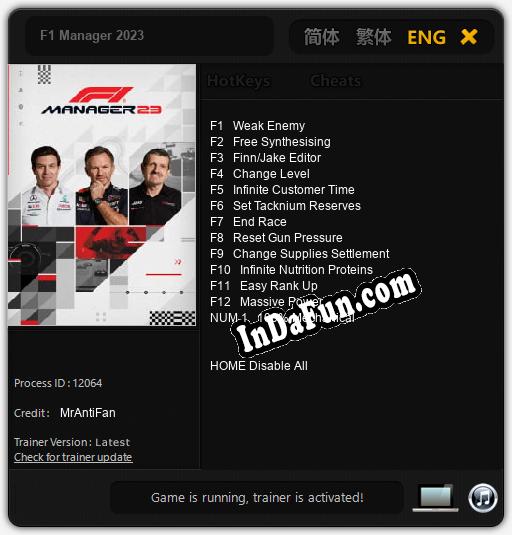 F1 Manager 2023: TRAINER AND CHEATS (V1.0.22)