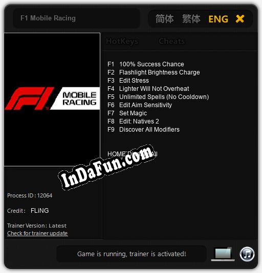 F1 Mobile Racing: Cheats, Trainer +9 [FLiNG]