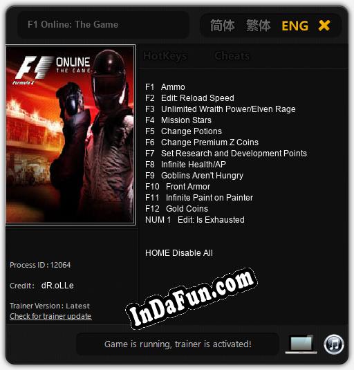 F1 Online: The Game: Cheats, Trainer +13 [dR.oLLe]