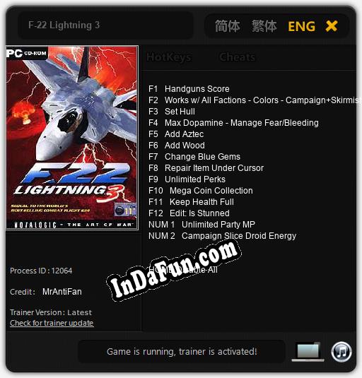 F-22 Lightning 3: Trainer +14 [v1.9]