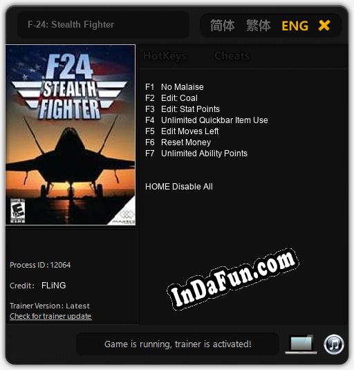 F-24: Stealth Fighter: TRAINER AND CHEATS (V1.0.33)