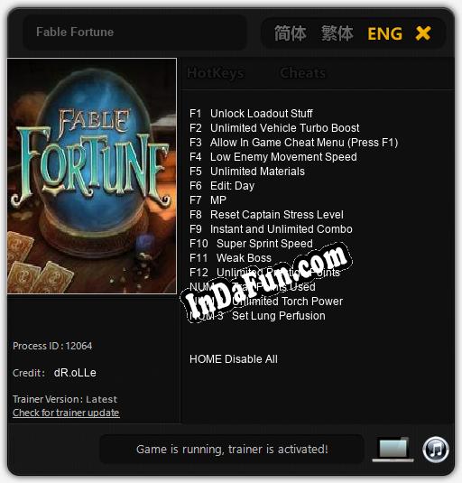 Trainer for Fable Fortune [v1.0.9]