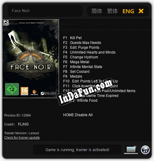 Face Noir: TRAINER AND CHEATS (V1.0.64)