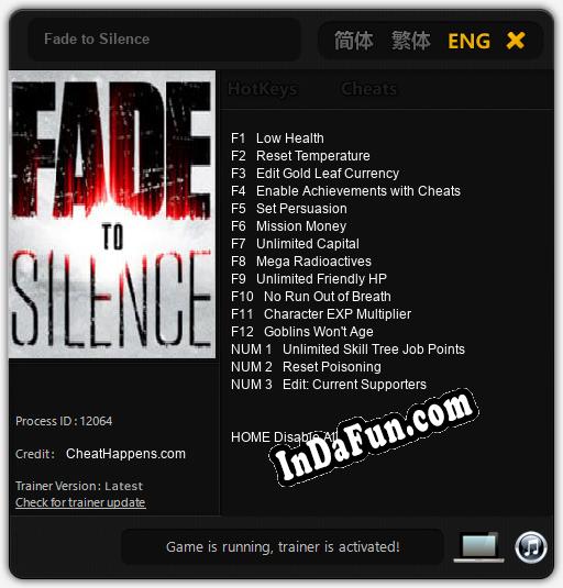 Trainer for Fade to Silence [v1.0.1]