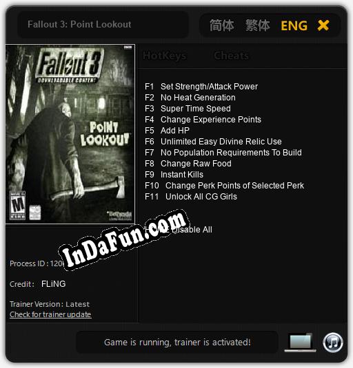 Fallout 3: Point Lookout: TRAINER AND CHEATS (V1.0.50)