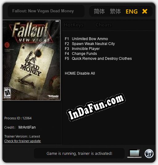 Fallout: New Vegas Dead Money: TRAINER AND CHEATS (V1.0.99)