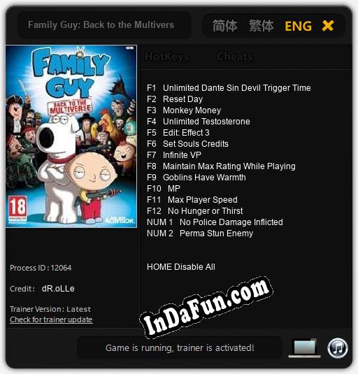 Family Guy: Back to the Multiverse: TRAINER AND CHEATS (V1.0.39)