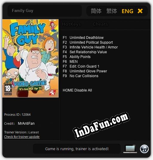 Family Guy: TRAINER AND CHEATS (V1.0.56)