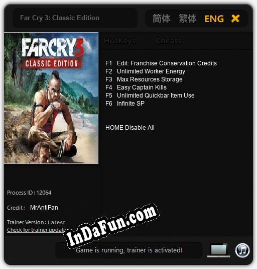 Far Cry 3: Classic Edition: TRAINER AND CHEATS (V1.0.33)