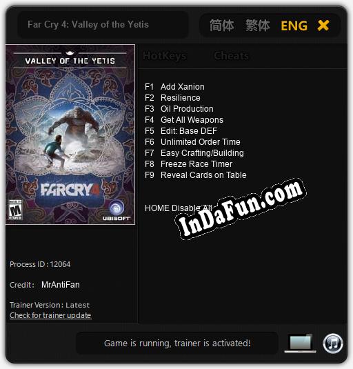 Trainer for Far Cry 4: Valley of the Yetis [v1.0.9]