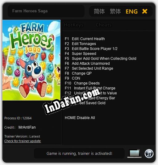 Farm Heroes Saga: Cheats, Trainer +14 [MrAntiFan]