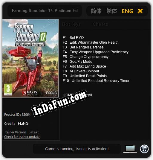 Farming Simulator 17: Platinum Edition: Trainer +10 [v1.8]