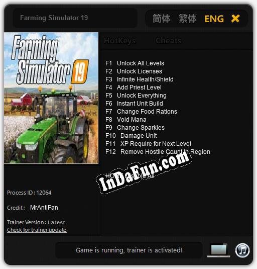 Farming Simulator 19: Trainer +12 [v1.3]