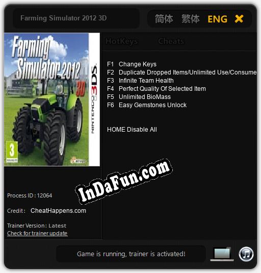 Farming Simulator 2012 3D: TRAINER AND CHEATS (V1.0.74)