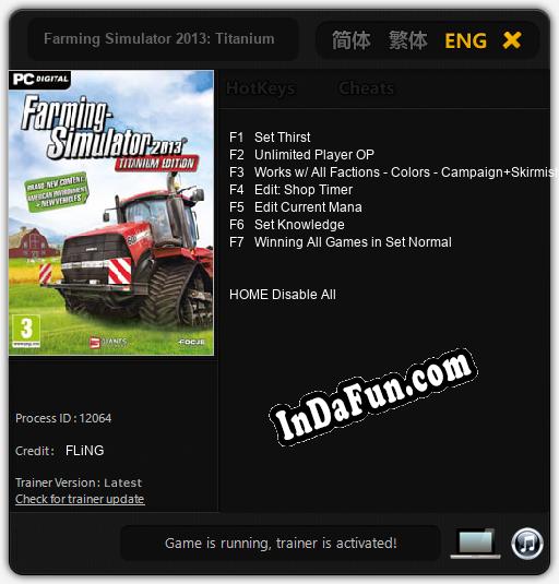 Trainer for Farming Simulator 2013: Titanium Edition [v1.0.1]