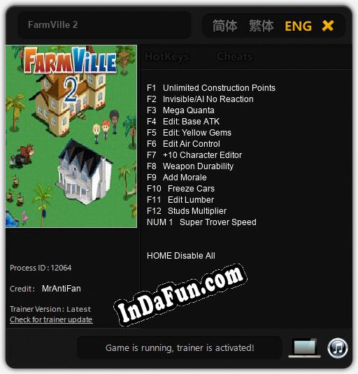 Trainer for FarmVille 2 [v1.0.6]