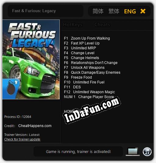 Fast & Furious: Legacy: Cheats, Trainer +13 [CheatHappens.com]